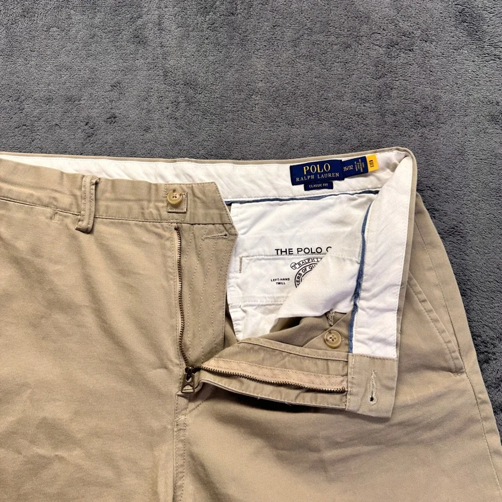 Polo Ralph Lauren Classic Fit Chino Pants Mens 35x32 Khaki Cotton Twill Trousers